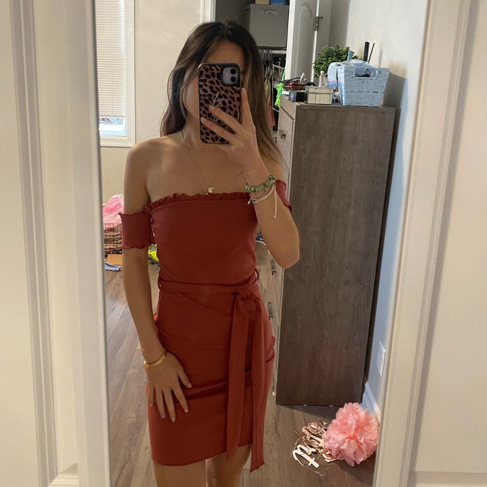 [Brand New] Blush pink off-the-shoulder dress from local boutique